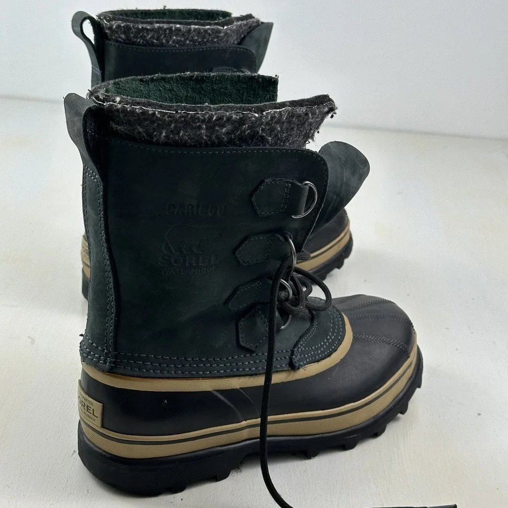Sorel Caribou Lined Snow Boots Men's 7 Winter‎ Waterproof Leather Rubber Blue